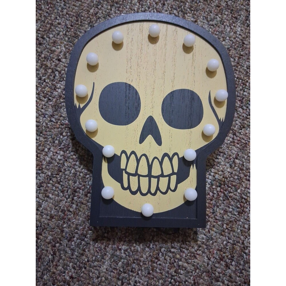 Target Hyde & EEK! Light Up Wooden Skull Halloween Marquee Sign Wall Decor
